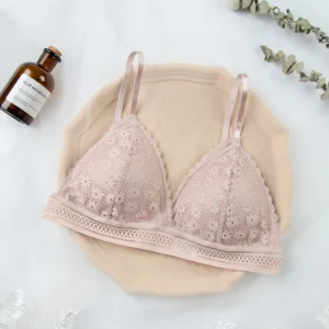 Koronkowy biustonosz bralette w stylu francuskim Błękitny