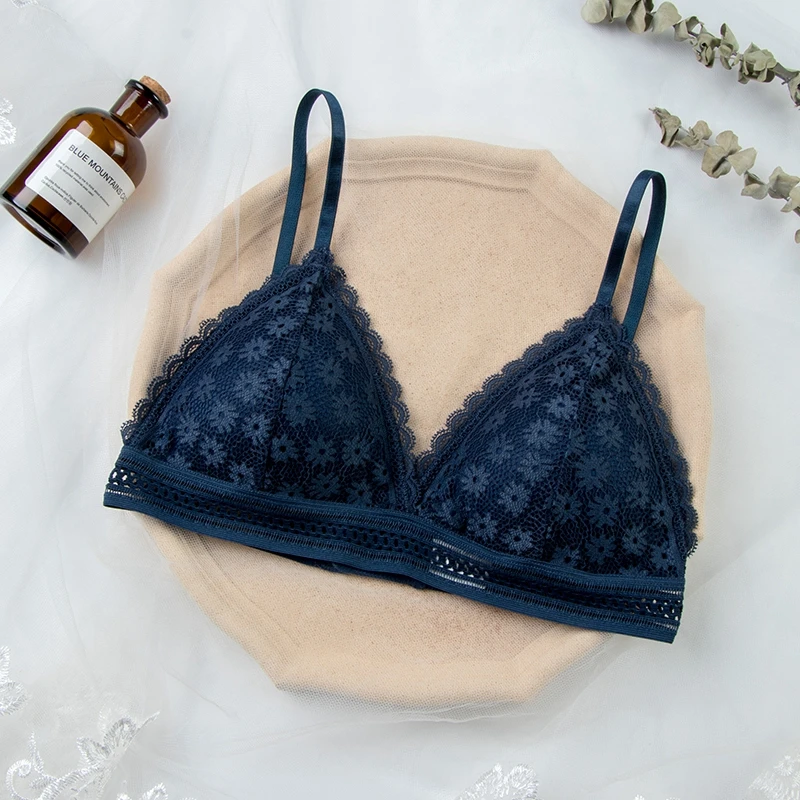 Koronkowy biustonosz bralette w stylu francuskim Czarny