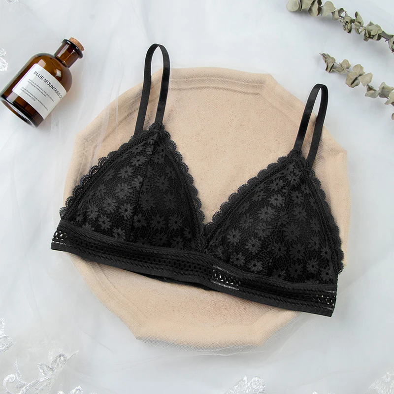 Koronkowy biustonosz bralette w stylu francuskim Niebieski