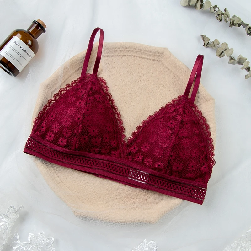 Koronkowy biustonosz bralette w stylu francuskim Złoto