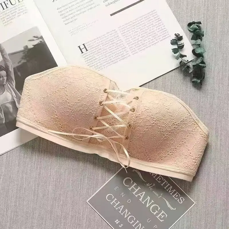 Koronkowy biustonosz push-up bez fiszbinów Srebrny