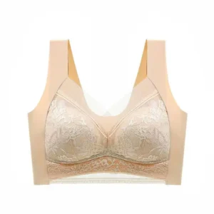 Koronkowy biustonosz push-up z jedwabiem lodowym — duże rozmiary L–5XL Błękitny