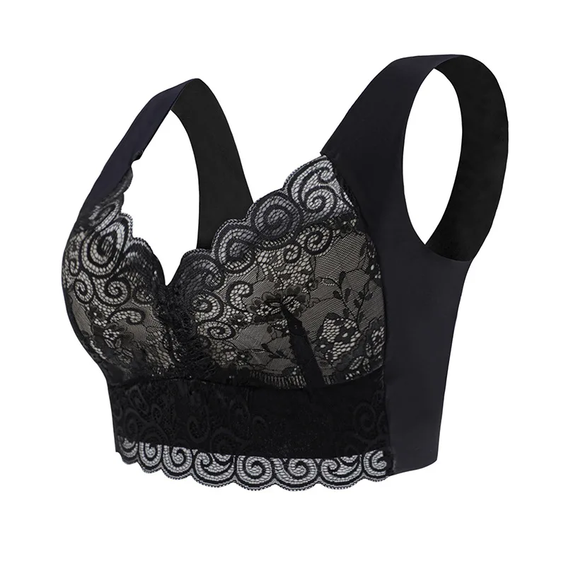 Koronkowy biustonosz push-up plus size z wyściółką Brązowy