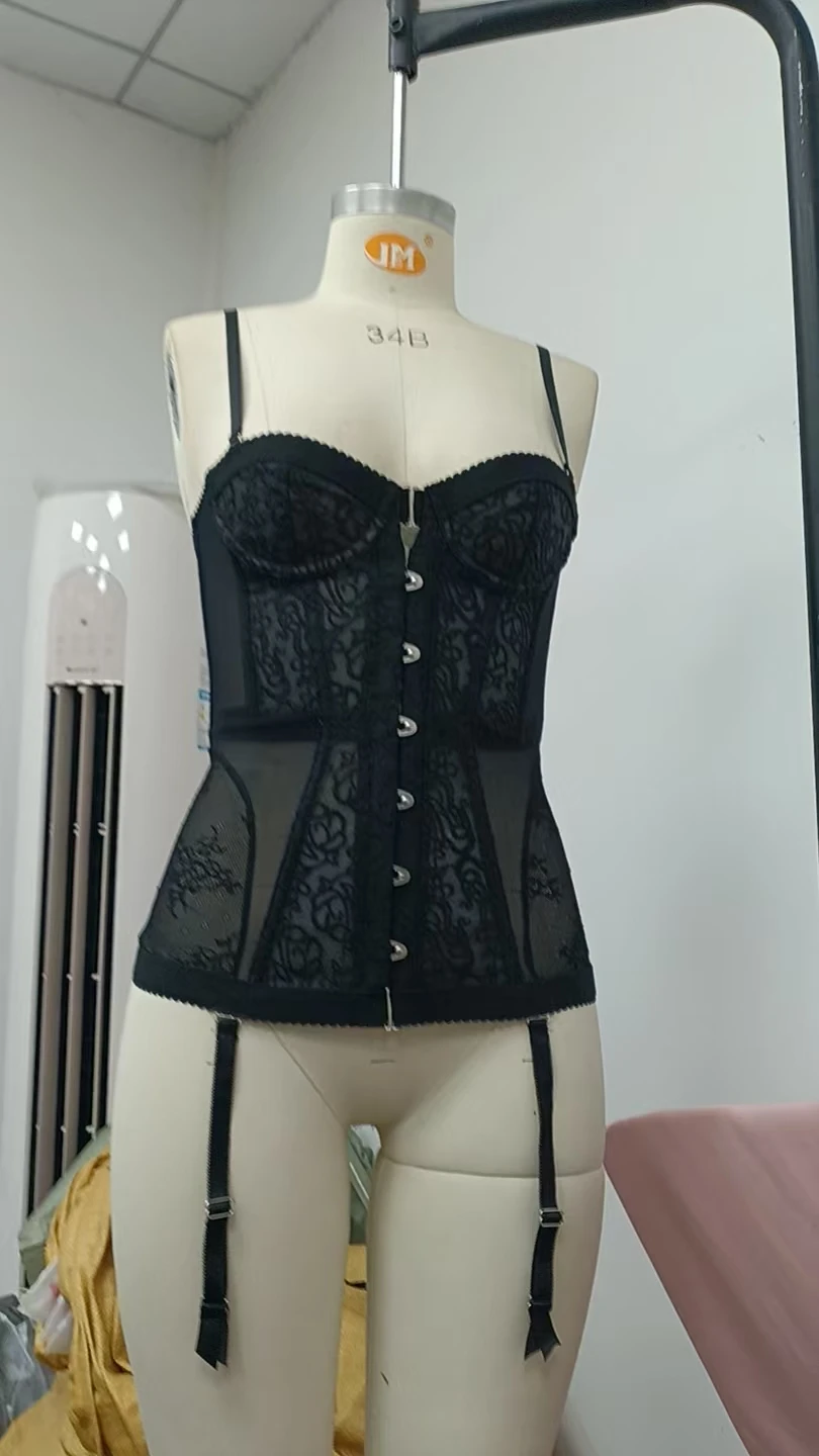 Koronkowy gorsetowy top damski bez ramiączek Strap