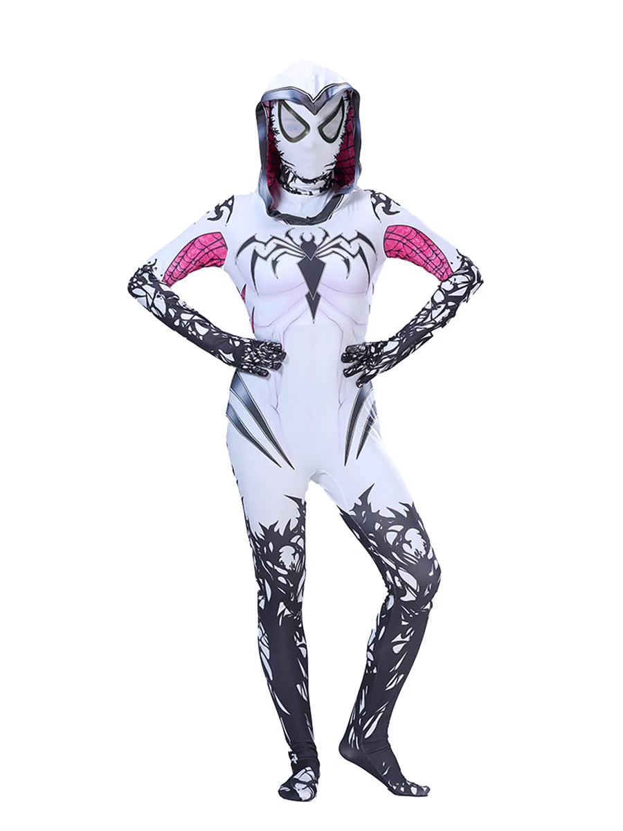 Kostium Spider-Gwen kombinezon dla dzieci i dorosłych Biała gwen