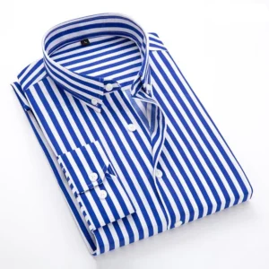 Koszula męska w paski slim fit z długim rękawem Niebieski