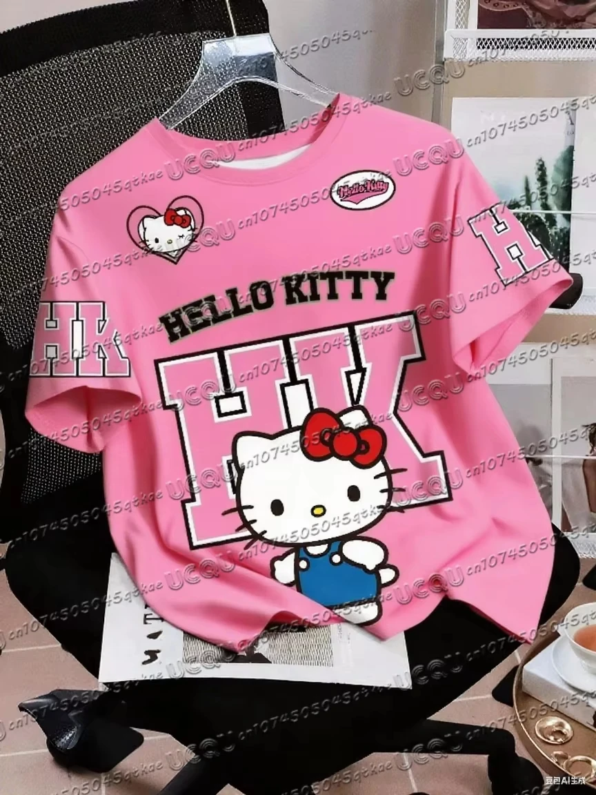 Koszulka z nadrukiem 3D Hello Kitty z krótkim rękawem A77858 094 zk b 1 c