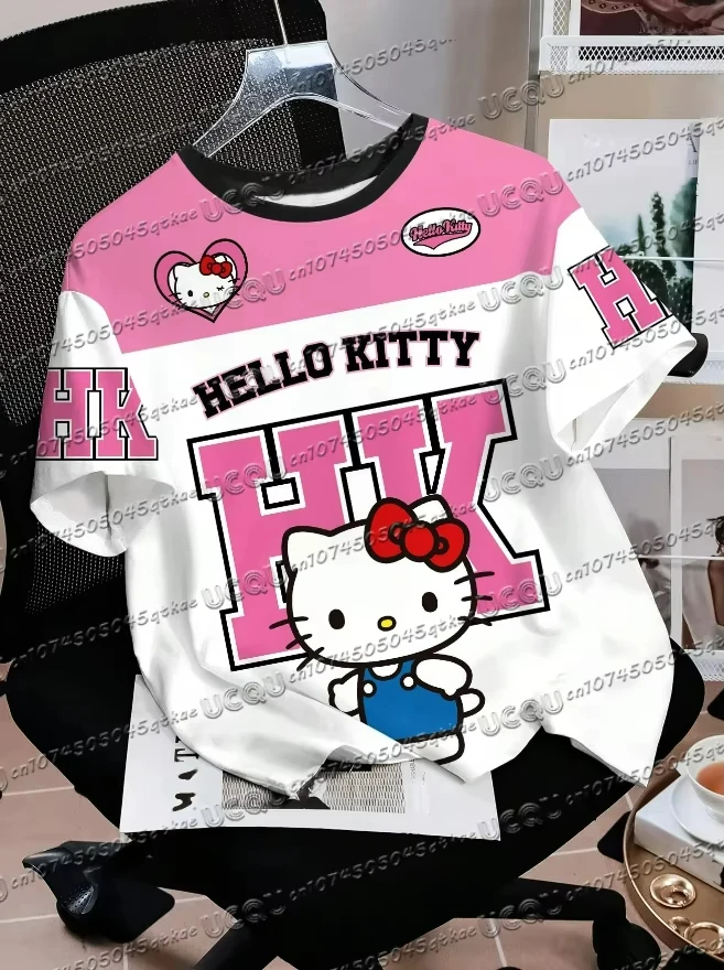 Koszulka z nadrukiem 3D Hello Kitty z krótkim rękawem A77859 094 zk w 1 c