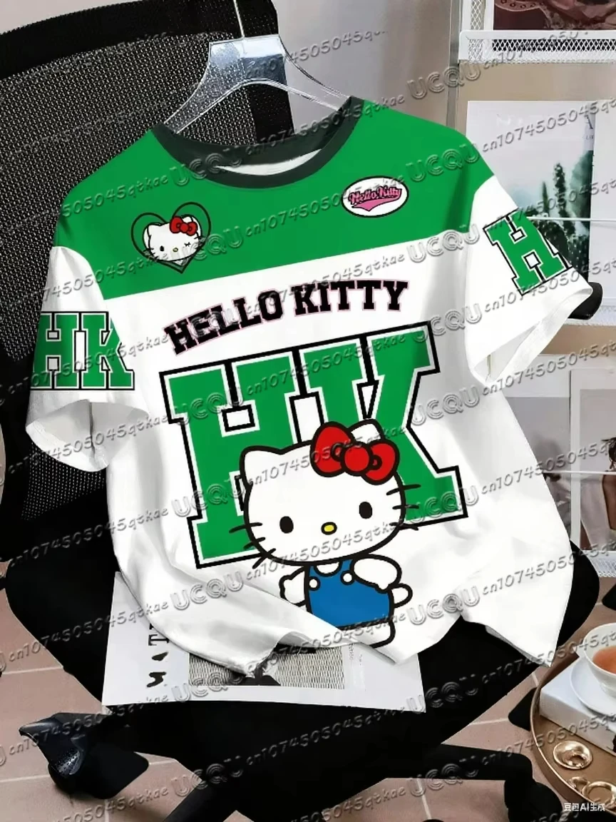 Koszulka z nadrukiem 3D Hello Kitty z krótkim rękawem A77860 094 zk w 1 c
