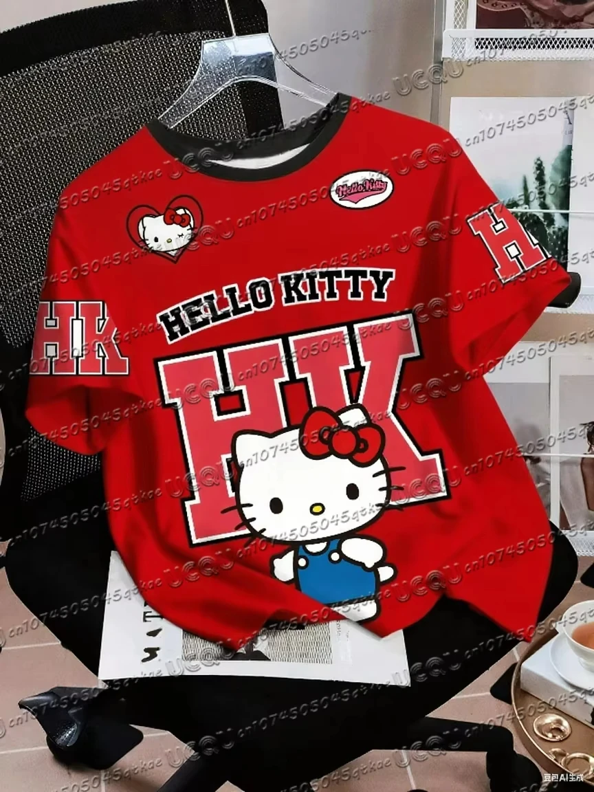 Koszulka z nadrukiem 3D Hello Kitty z krótkim rękawem A77861 094 zk b 1 c