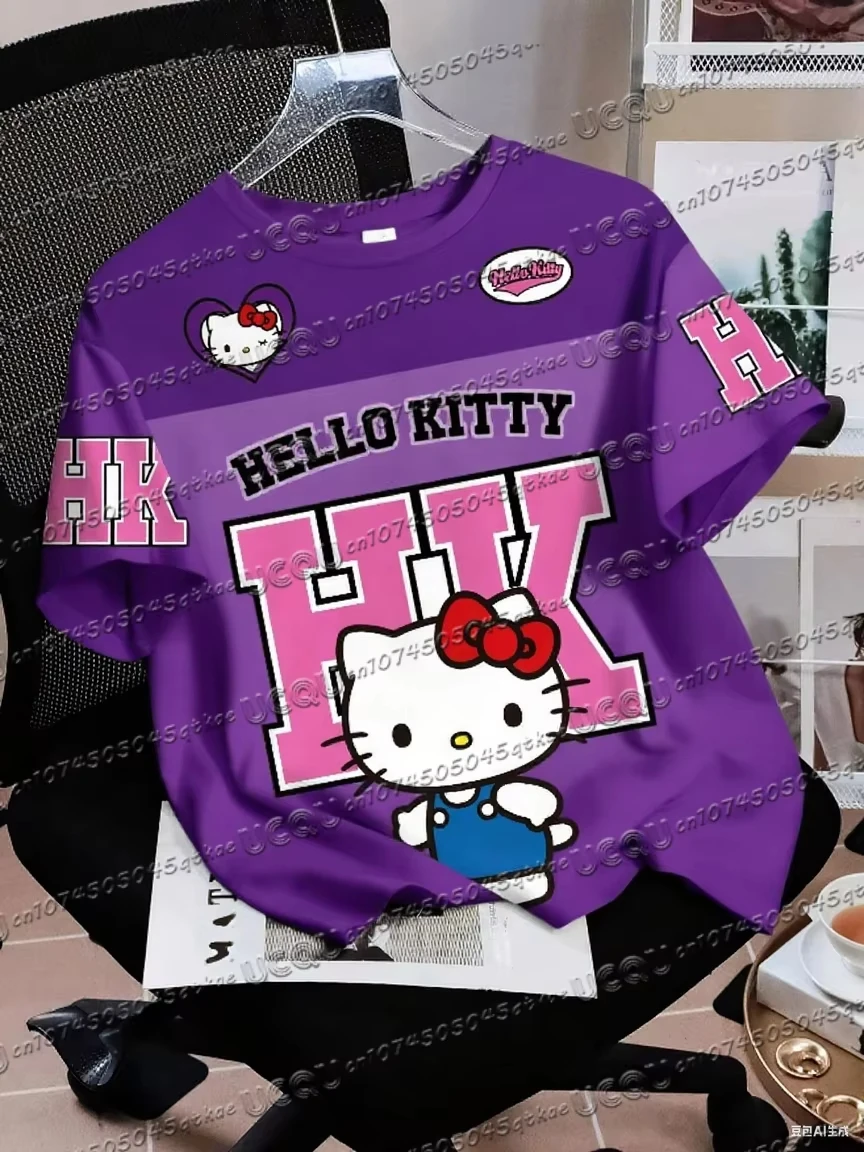 Koszulka z nadrukiem 3D Hello Kitty z krótkim rękawem A77865 094 zk b 1 c
