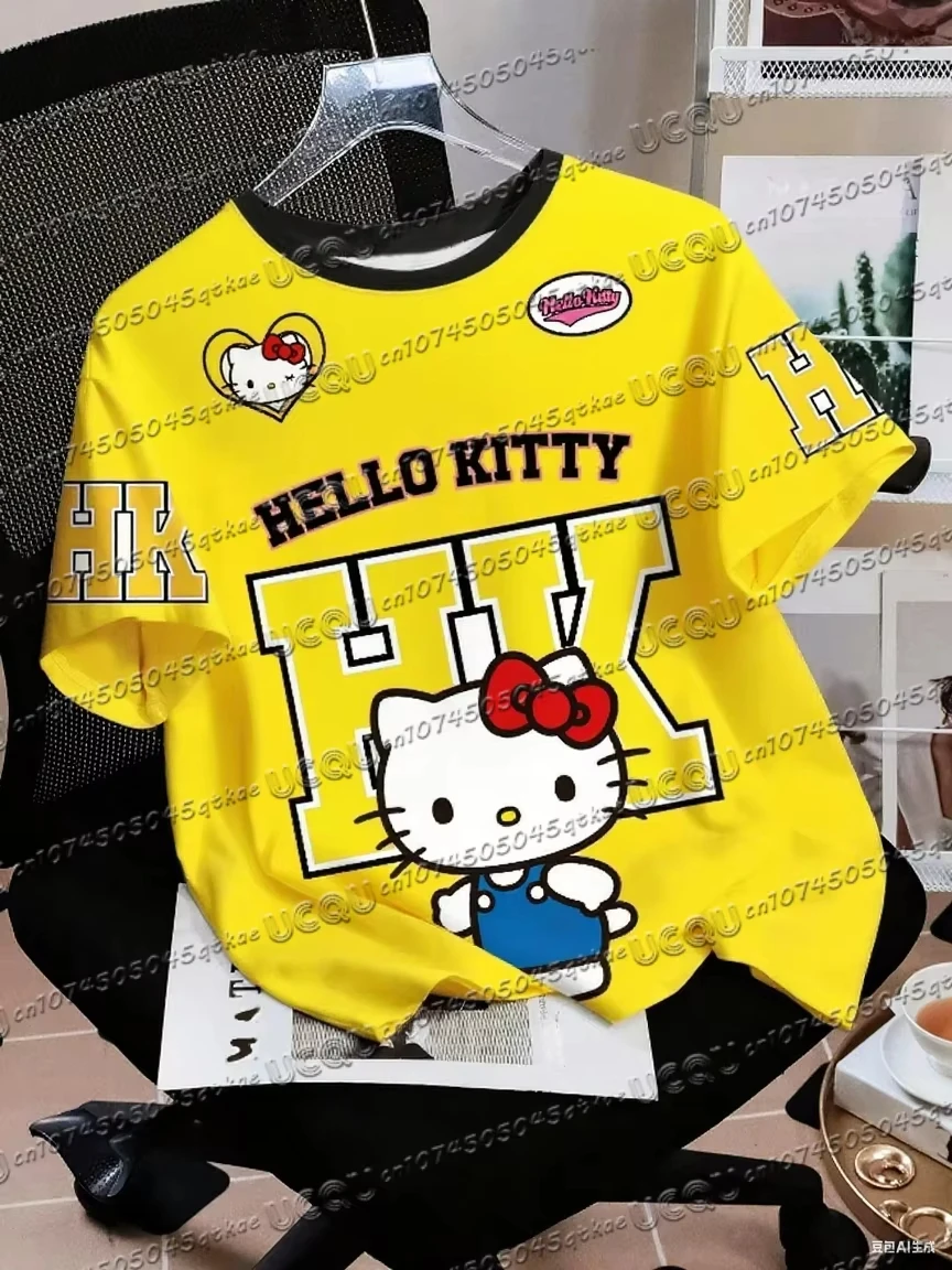 Koszulka z nadrukiem 3D Hello Kitty z krótkim rękawem A77866 094 zk b 1 c