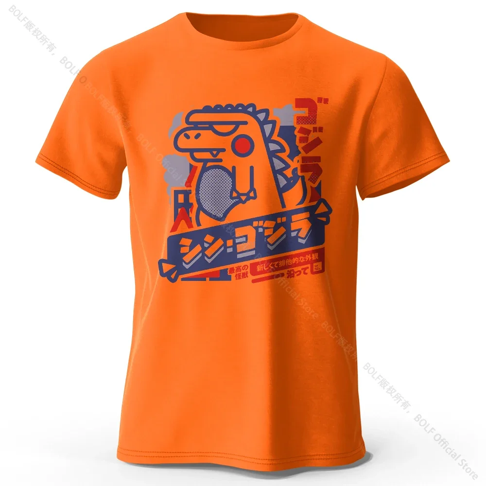 Koszulka bawełniana z nadrukiem zwierzątek Kawaii, unisex Pomarańczowy