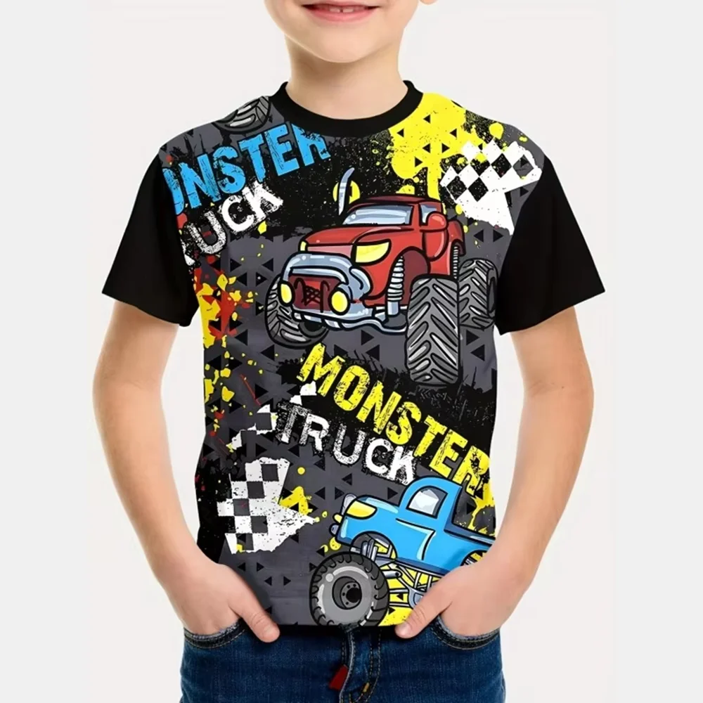 Koszulka chłopięca z nadrukiem 3D auto monster truck Txs00n2q