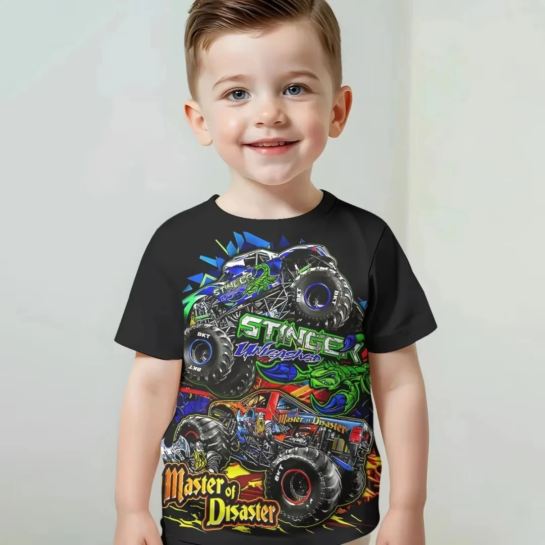 Koszulka chłopięca z nadrukiem 3D auto monster truck Txs00n2t