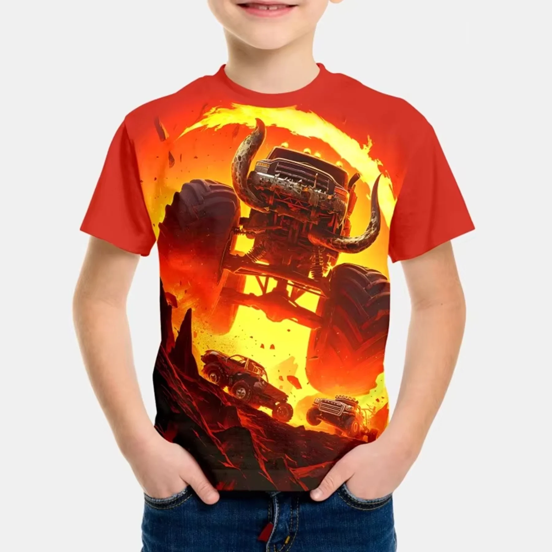Koszulka chłopięca z nadrukiem 3D auto monster truck Txs00n30