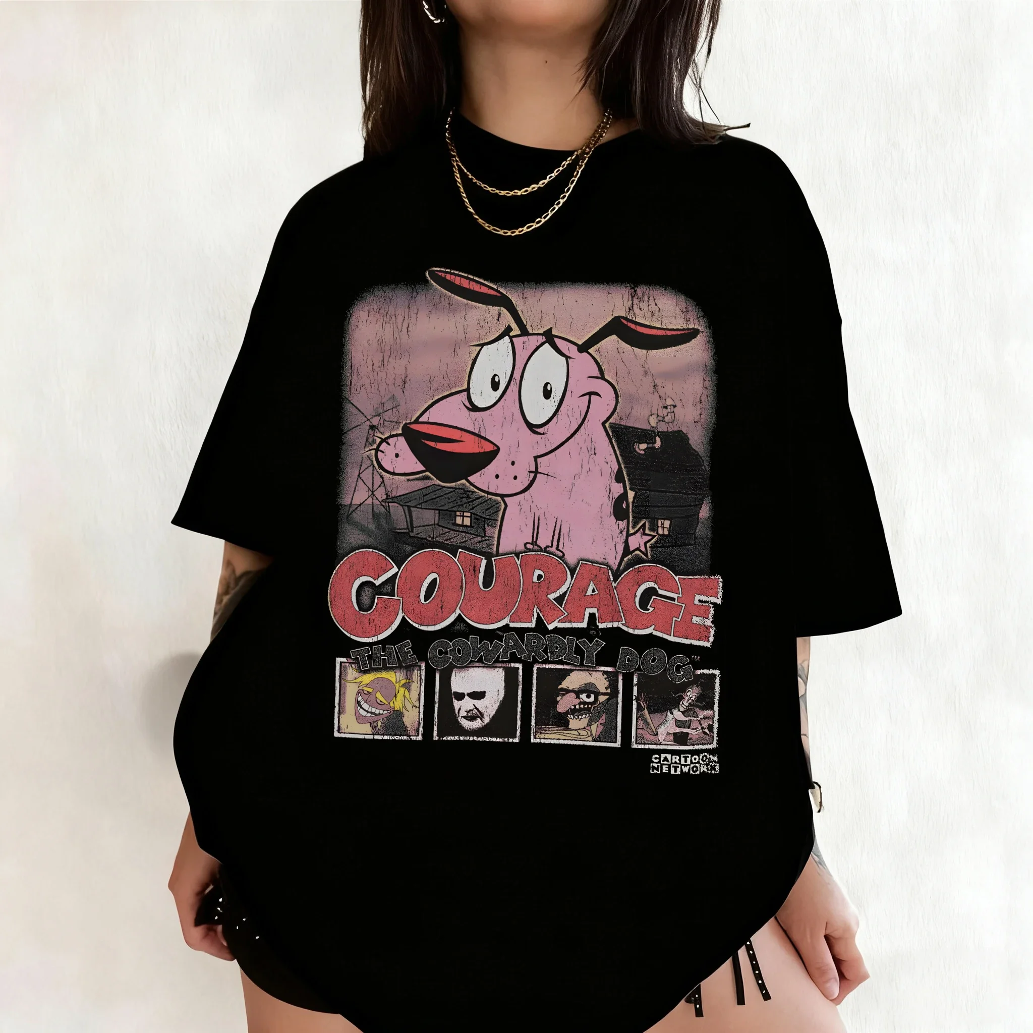 Koszulka unisex z nadrukiem Chojrak Tchórzliwy Pies, retro lata 90. 2