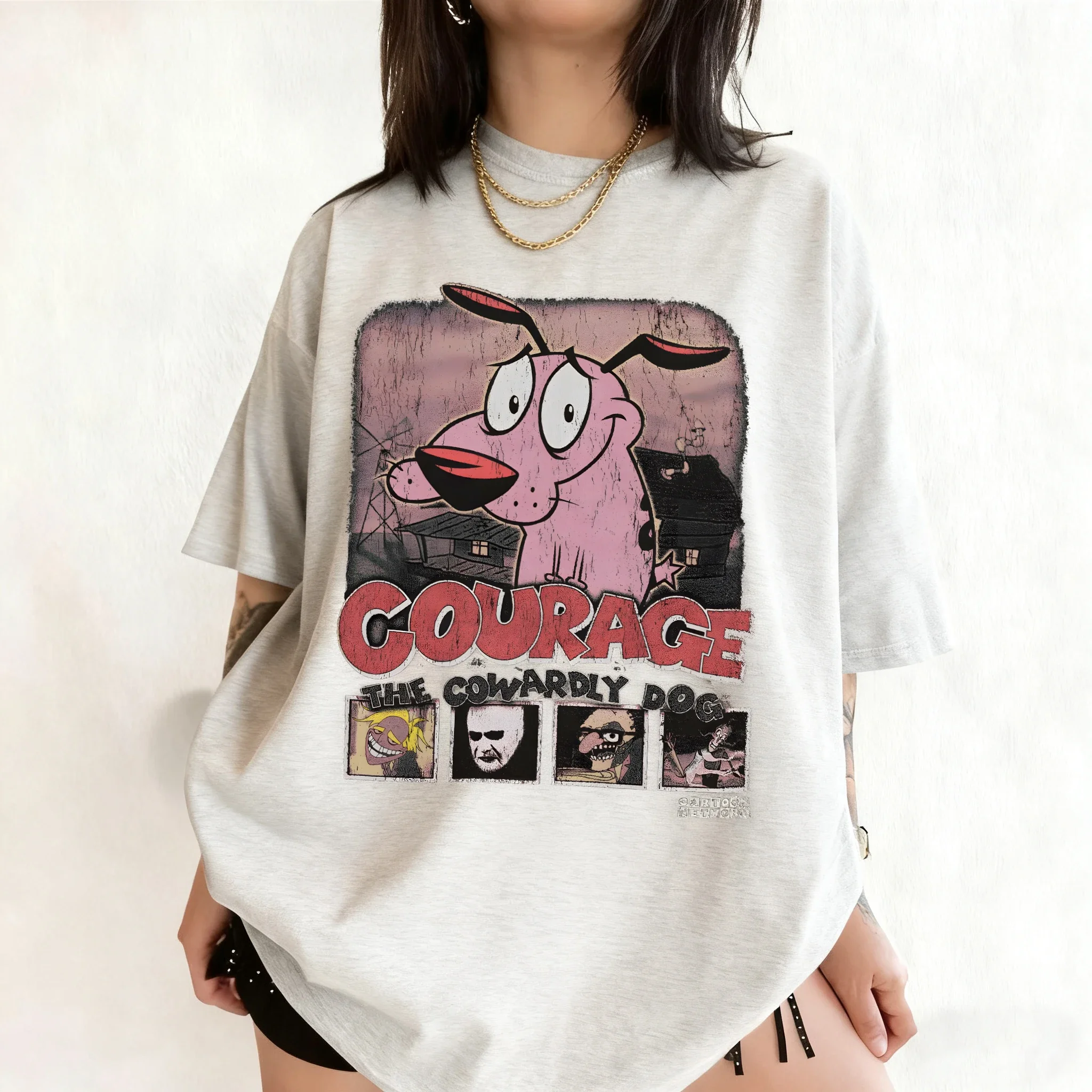 Koszulka unisex z nadrukiem Chojrak Tchórzliwy Pies, retro lata 90. 4