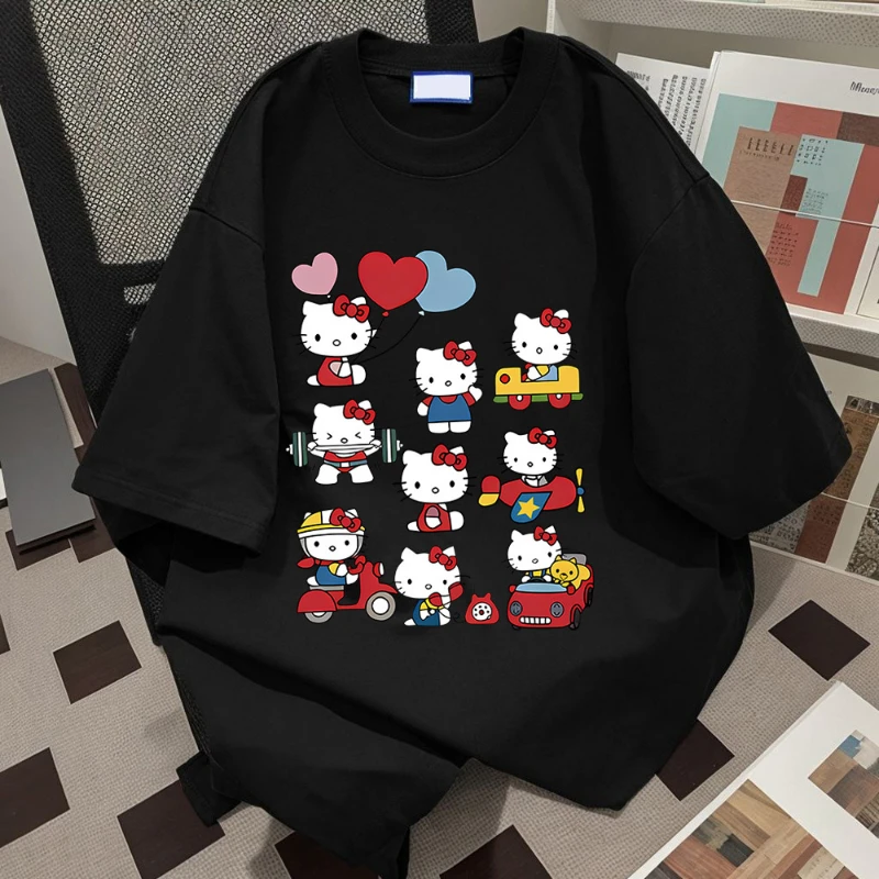 Koszulka damska Hello Kitty z bawełny w stylu kawaii 2