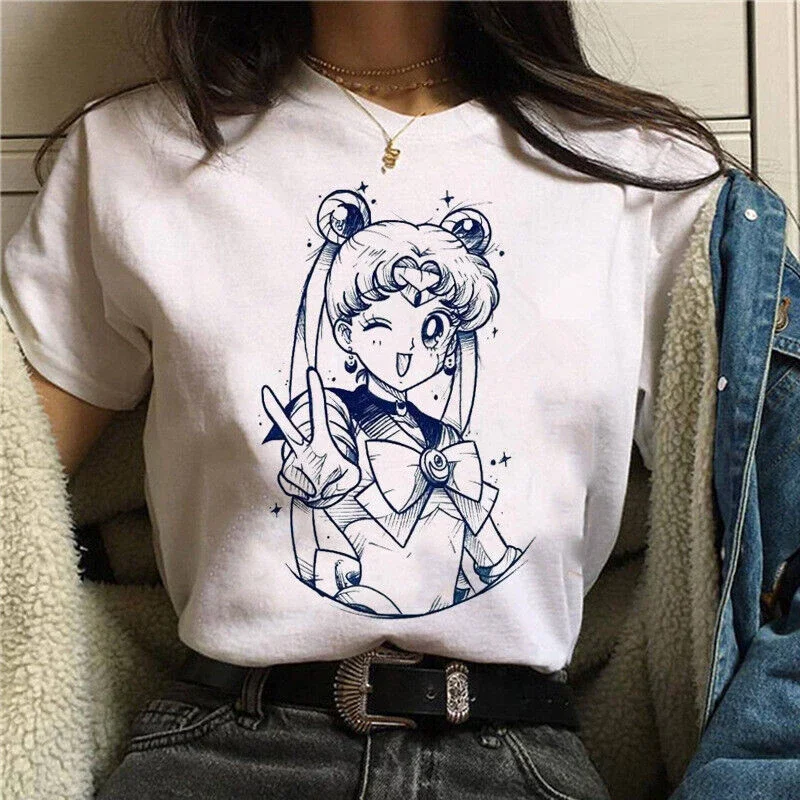 Koszulka damska Sailor Moon z nadrukiem anime Zzxcv77 21
