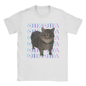 Koszulka OIIA Spinning Cat Meme — damska disco glitch Złoto
