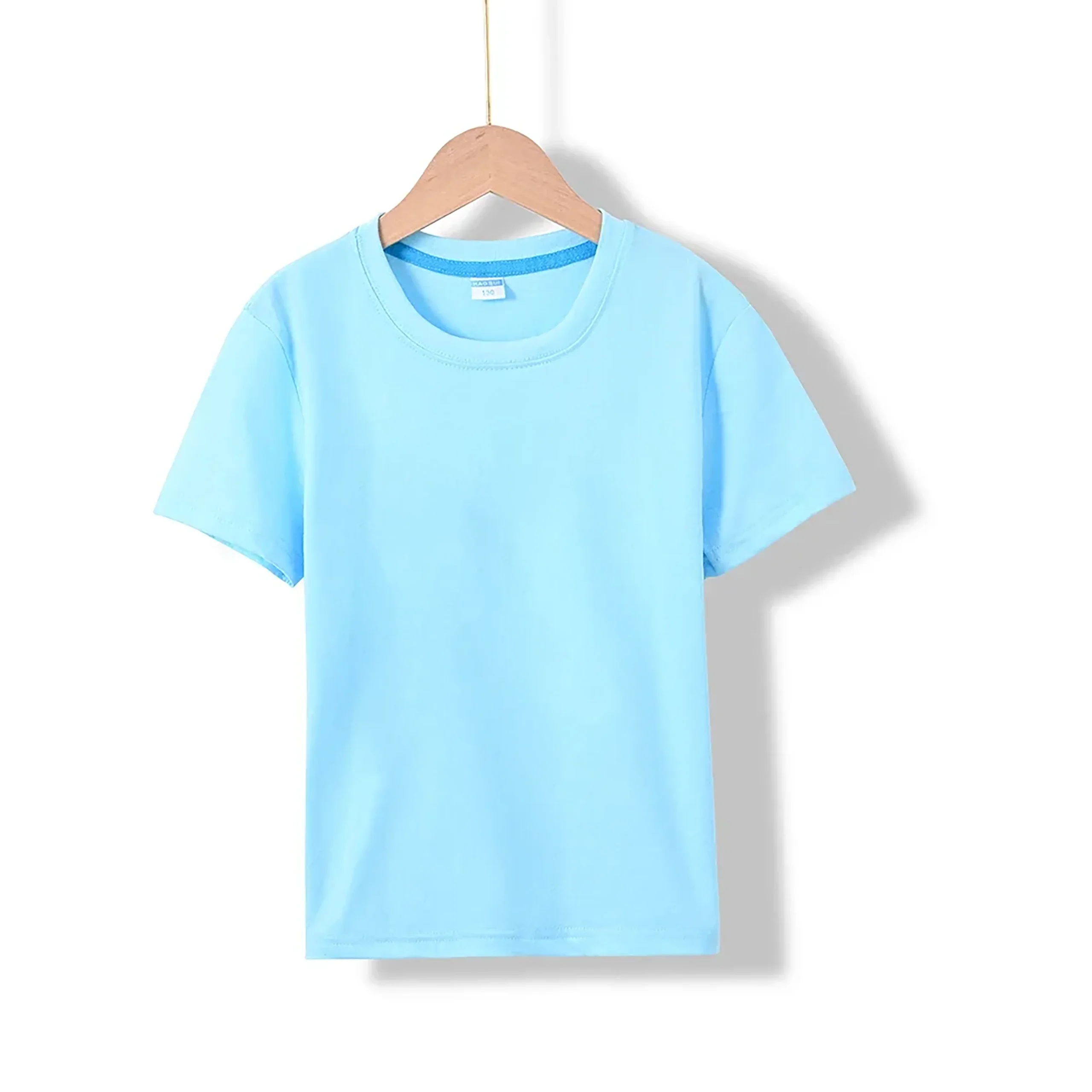 Koszulka dziecięca z krótkim rękawem - gładki t-shirt dla dzieci Błękitny