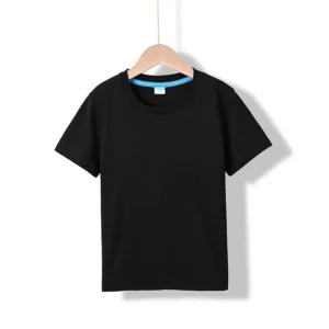 Koszulka dziecięca z krótkim rękawem - gładki t-shirt dla dzieci Czarny