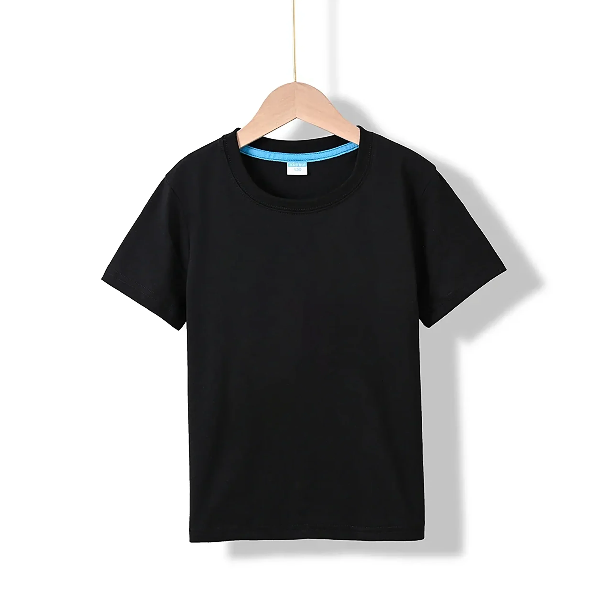 Koszulka dziecięca z krótkim rękawem - gładki t-shirt dla dzieci Czarny