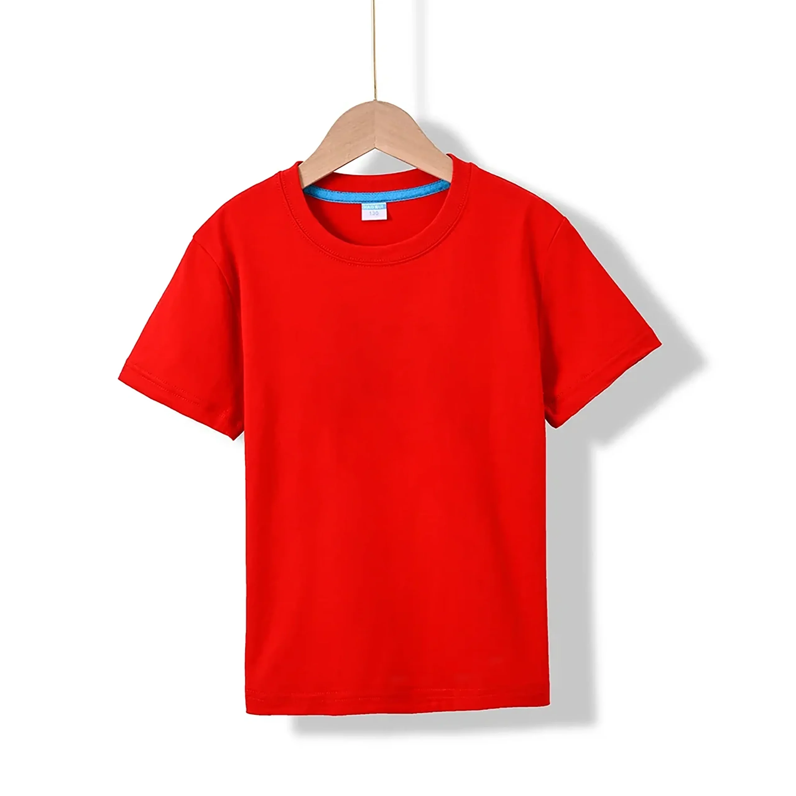 Koszulka dziecięca z krótkim rękawem – gładki t-shirt dla dzieci Czerwony
