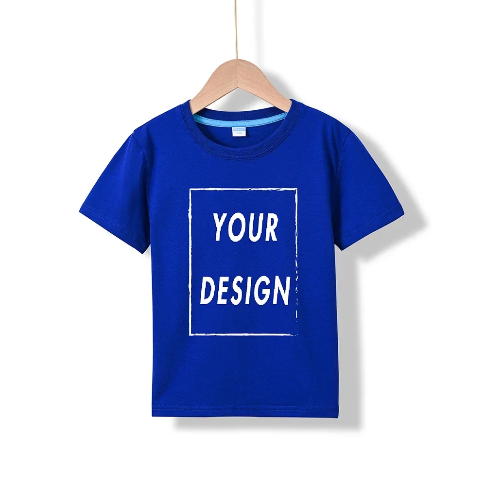 Koszulka dziecięca z krótkim rękawem - gładki t-shirt dla dzieci Niebieski