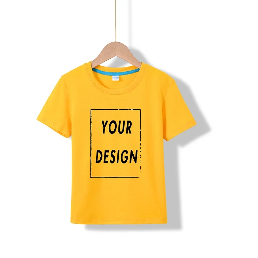 Koszulka dziecięca z krótkim rękawem – gładki t-shirt dla dzieci żółty