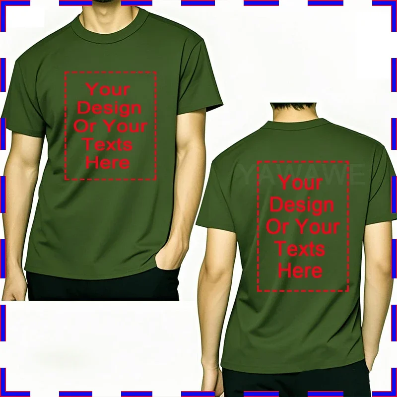 Bawełniana koszulka męska z własnym nadrukiem Armygreen(front back