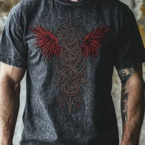 Koszulka męska z nadrukiem wilka 3D w stylu tribal Etzzp259271014