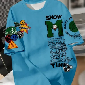 Koszulka męska streetwear z nadrukiem graffiti krótki rękaw Dtket39a2yl3