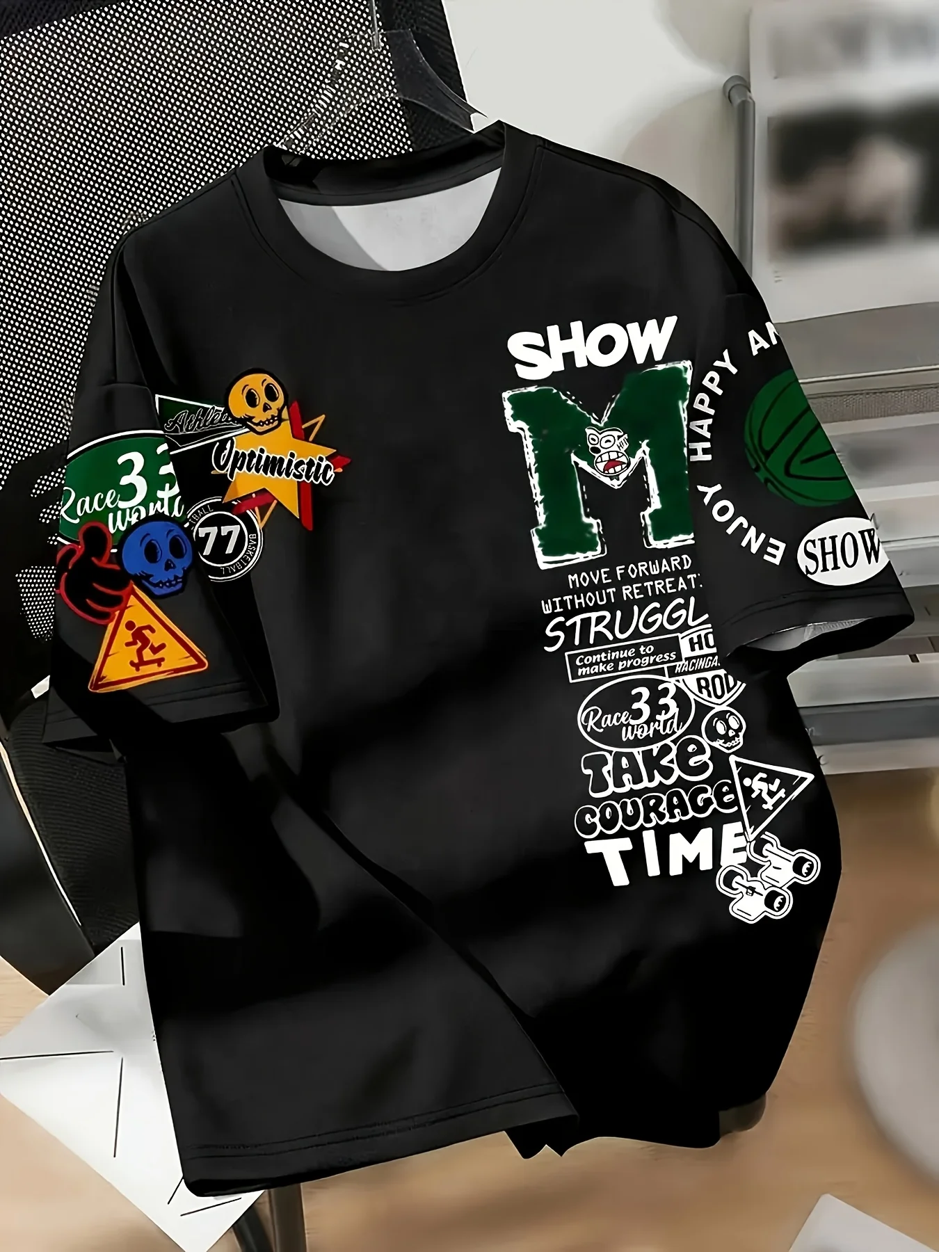 Koszulka męska streetwear z nadrukiem graffiti krótki rękaw Dtket39a2z3e