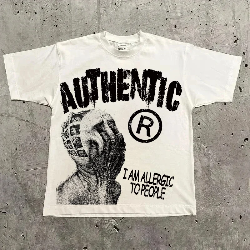 Koszulka oversize z nadrukiem w stylu streetwear Y2k 13