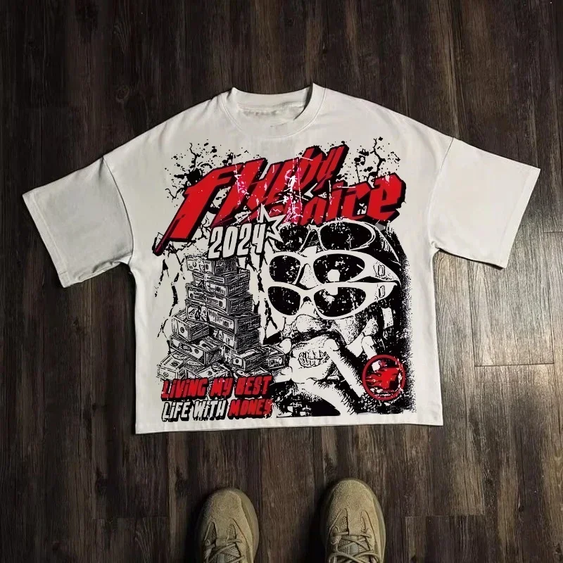 Koszulka oversize z nadrukiem w stylu streetwear Y2k 20