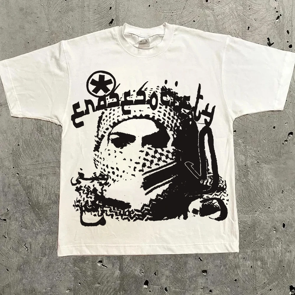 Koszulka oversize z nadrukiem w stylu streetwear Y2k 22