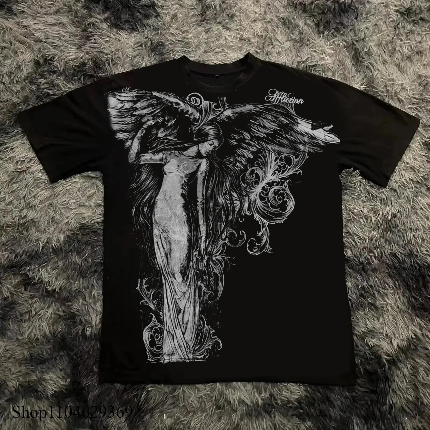 Koszulka oversize w stylu Y2K gothic z nadrukiem 1