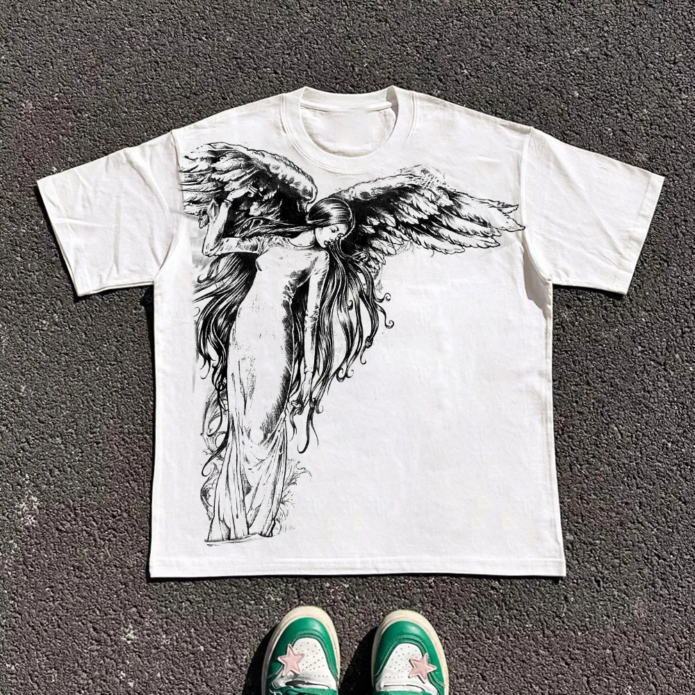 Koszulka oversize w stylu Y2K gothic z nadrukiem 2