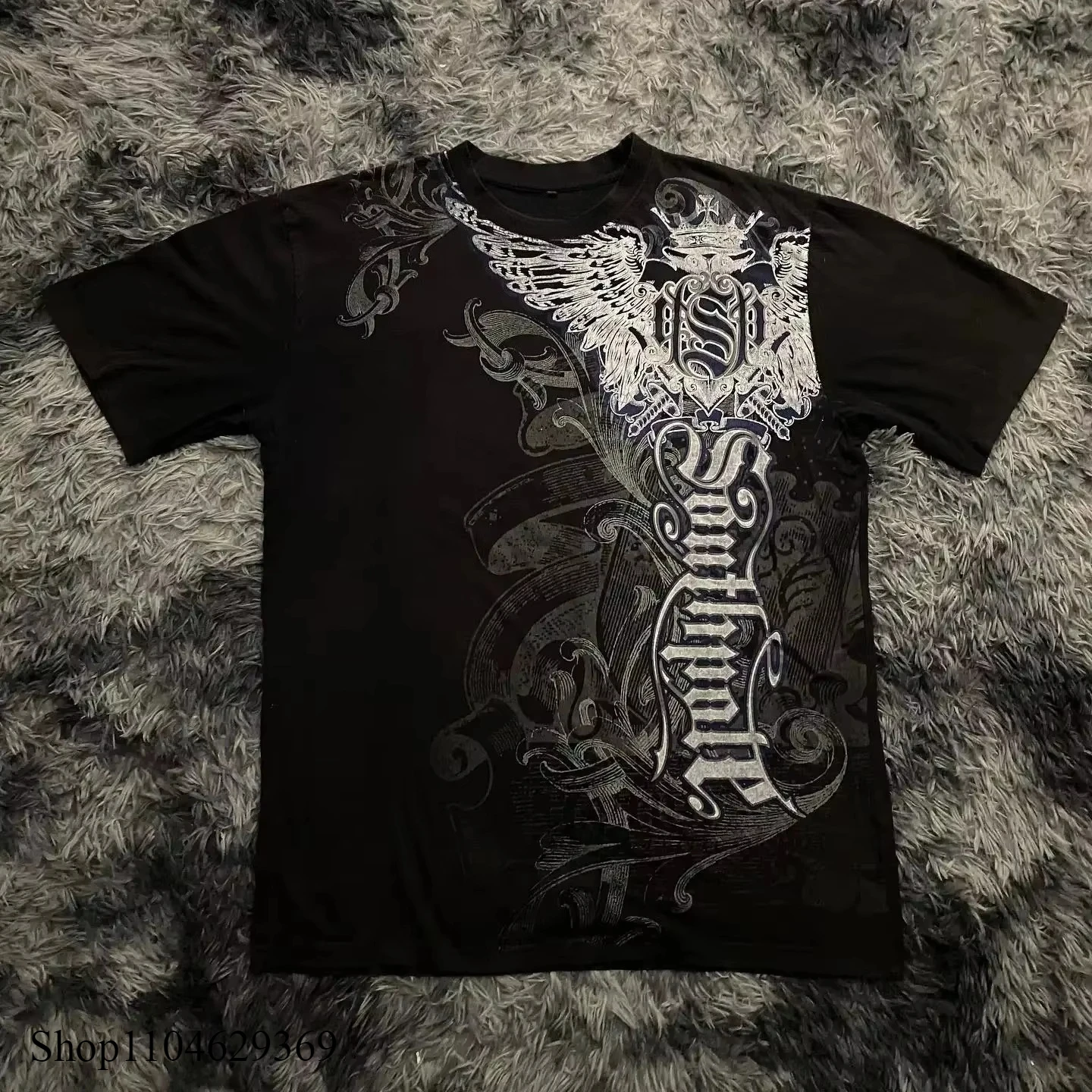 Koszulka oversize w stylu Y2K gothic z nadrukiem 3