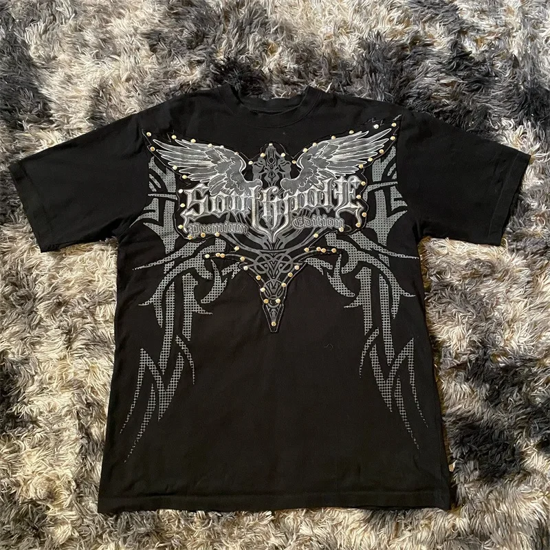 Koszulka oversize w stylu Y2K gothic z nadrukiem 4