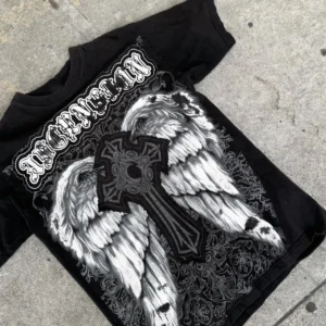 Koszulka oversize w stylu Y2K gothic z nadrukiem 5