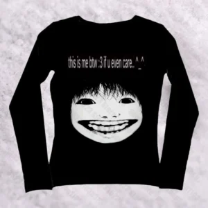 Koszulka Y2K Gothic Harajuku z literami – czarna bluzka Emo Czarny
