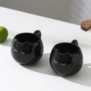 Kreatywny ceramiczny kubek w kształcie kota 380 ml Czarny