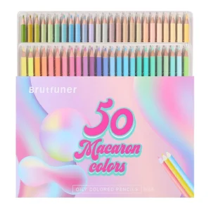 Kredki Brutfuner Macaron 50 kolorów pastelowych Czerwony