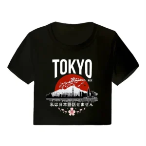 Krótka koszulka damska Y2K z nadrukiem w stylu Harajuku Fioletowy