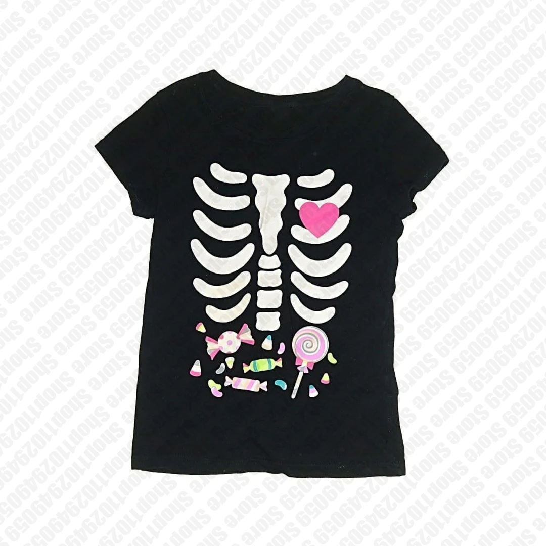 Krótki top baby tee z nadrukiem w stylu Y2K Czarny