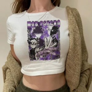 Krótki top damski w stylu y2k z nadrukiem 62906