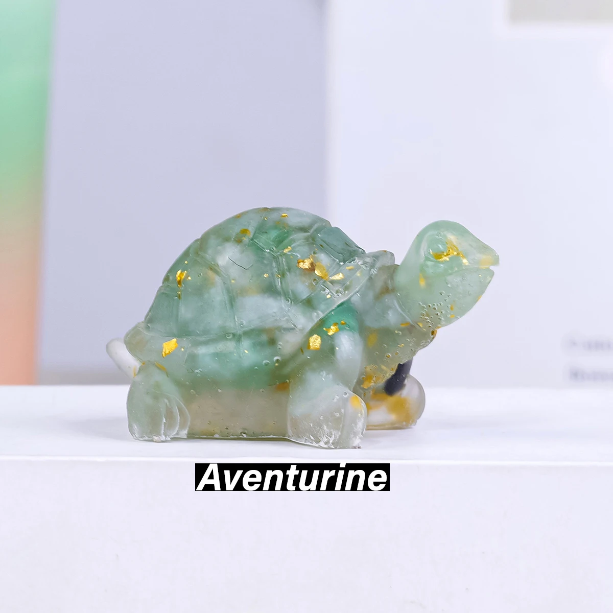 Kryształowa figurka żółwia feng shui - amulet na biurko Khaki